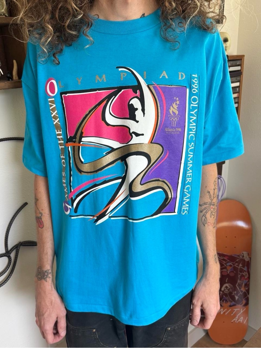 Vintage 90s NOS Atlanta Summer Olympics 1996 Graphic Tee Deadstock ~ Size Large
